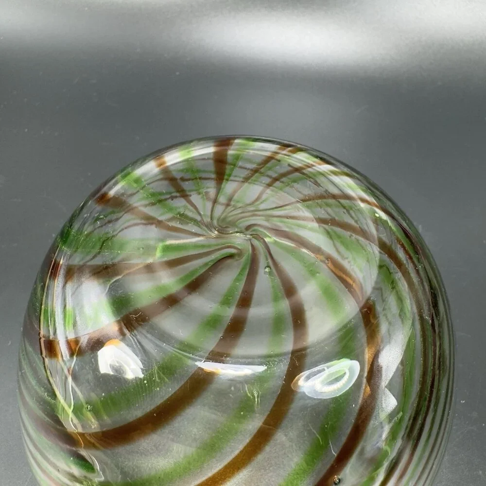 Vintage Molded Glass Dish Bowl With‎ Green Red Swirls Clear Glass Container Bowl